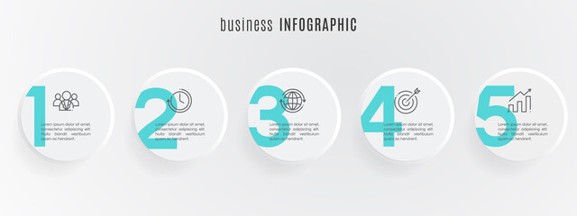 Wall Mural - Timeline infographic template 5 steps