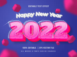 Wall Mural - Happy New Year 2022 3d Text Style Effect. Editable illustrator text style.
