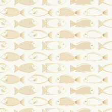 Gold Fish Pattern. Sea Restaurant Menu Design. Vector Illustration.