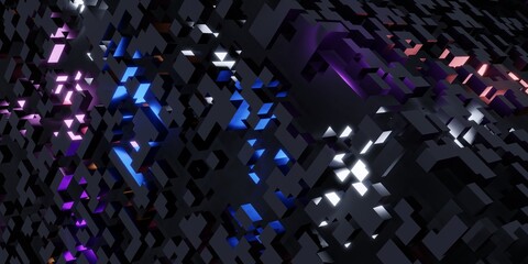 Wall Mural - Cubes pixels Rubik's cube isometric abstract geometric Digital data concept complex structure 3D render