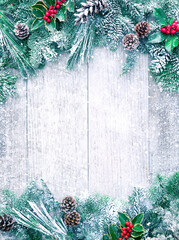 Wall Mural - christmas and new year background with fir branches