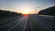 Dutch highway at sunset time horizon