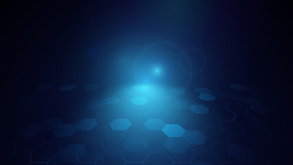 Abstract blue hexagon perspective pattern with technology futuristic concept background. Vector illustration
