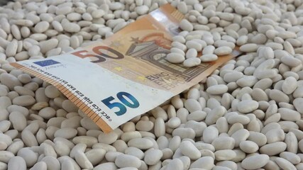 Wall Mural - a bowl of white beans and a 50 euro paper note,