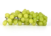 Fresh Green Grapes Close-up Isolated On White Background