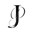 jp, pj, monogram logo. Calligraphic signature icon. Wedding Logo Monogram. modern monogram symbol. Couples logo for wedding
