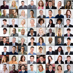 Wall Mural - Diverse People Avatar Headshot. Faces Collage