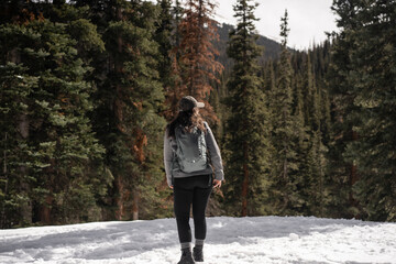 women hiking in the winter in colorado