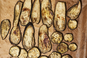 Sticker - Top view of delicious dish made of eggplant