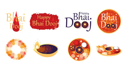 Poster - icon set of bhai dooj