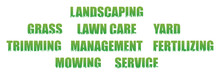 Landscaping Terms With Grass Cutouts | Lawn Care Logo Elements | Stylized Type For Yard Maintenance Services | Landscaper Clipart | Gardener Icons