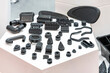 © Surasak - Various compression molded rubber sample parts made from manufacturing process in industrial e.g. plug cover cap pipe tube pedal nozzle connector and automobile parts other