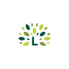 Canvas Print - l letter tree leaf nature mark green logo vector icon illustration