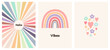 © Ramcreative - Abstract childrens art poster with rainbow. Minimalist posters, cover design with sun, hearts, stars, flowers.
