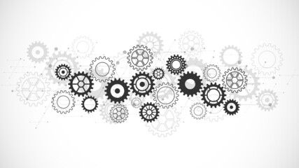 Wall Mural - cogs and gear wheel mechanisms. concepts and ideas for hi-tech digital technology and engineering de