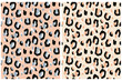 © Magdalena - Abstract Leopard Skin Seamless Vector Patterns. Irregular Black, Beige and Blue Brush Spots on a Blush Pink and Beige Background. Abstract Wild Animal Skin Print. Simple Wild Cat Fur Design.