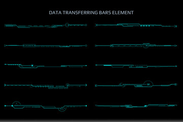 Fototapete - HUD Futuristic Big Data Transfer Communication Set For UI Game Infographic Frame Vector. Green Abstract Future Cyber Gadget Bar Status Shape Scifi Design Illustration.