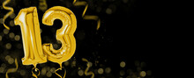 Golden Balloons With Copy Space - Number 13