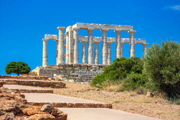 Fototapete - The ancient Temple of Poseidon at Sounion, Attica, Greece