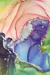  Alcohol ink art.Mixing liquid paints. Modern, abstract colorful background, wallpaper. Marble texture.Translucent colors