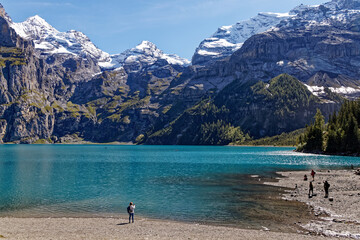 Sticker - le lac Oeschienesee dans les alpes Suisses