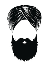 Beard And Turban Sikh Symbol Graphic Trendy Design