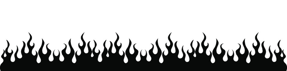 Fire black silhouette icon, sticker. Hand drawing illustration isolated on white background. Vector EPS 10