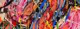 Hand drawn painting abstract art panorama background colors texture design illustration..