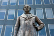 Robert Stephenson statue at Euston Station London England UK which was erected in 1871 which is a popular tourist holiday travel destination and attraction landmark, stock photo image