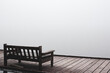 Depression and silence. Lonely bridge. Silence lake. Fog