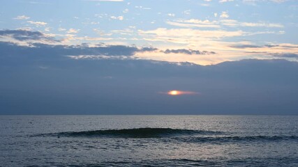 Wall Mural - Sunset over Baltic sea at autumn. Romantic evening by the sea