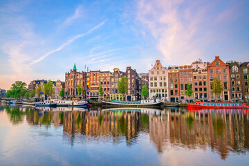 Amsterdam downtown city skyline cityscape of Netherlands