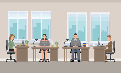 Wall Mural - business people in workplace