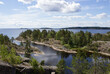 Mountain view of small islands in Lake Ladoga, Karelia