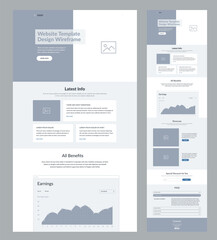 Canvas Print - modern and adaptive website design template for development. landing page wireframe.