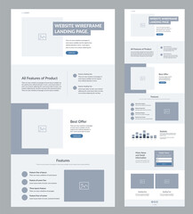 Wall Mural - modern and adaptive website design template for development. landing page wireframe.