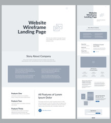 Wall Mural - modern and adaptive website design template for development. landing page wireframe.