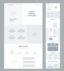 Canvas Print - modern and adaptive website design template for development. landing page wireframe.