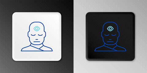 Sticker - Line Man with third eye icon isolated on grey background. The concept of meditation, vision of energy, aura. Colorful outline concept. Vector