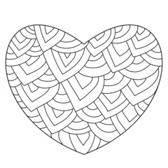 Wall Mural - Outline heart with ornate arcs and corners coloring valentine's day page