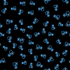 Sticker - Line Police officer icon isolated seamless pattern on black background. Vector