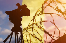 Double Exposure - Camera, Barbed Wire And Flag Chad