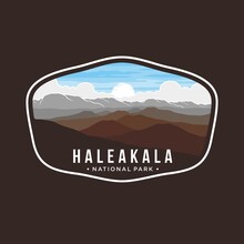 Haleakala National Park Emblem Patch Logo Illustration On Dark Background