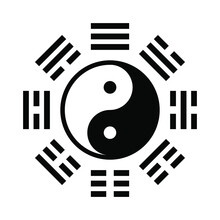 Yin Yang Bagua Symbol. Tai Chi Pattern. Bagua - Symbol Of Taoism. Vector Religious Illustration.
