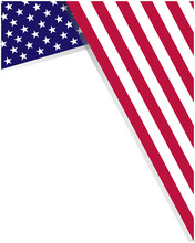 USA Flag Symbols Stars And Stripes Patriotic Border Frame Corner With Empty Space For Your Text.