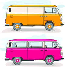 Yellow And Red Vw Buses Isolated
