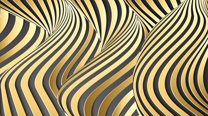 Wall Mural - Luxury gold background. Wavy gold landscape consept of gold vector background with gradient lines on dark background.