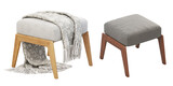 Fototapeta  - Danish-modern fabric upholstery ottoman with wooden legs. 3d render