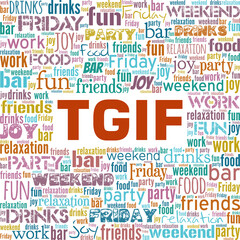 Wall Mural - TGIF - Thank God It's Friday vector illustration word cloud isolated on white background.