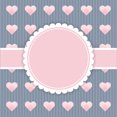 Pink and blue template card with hearts. - Vector.